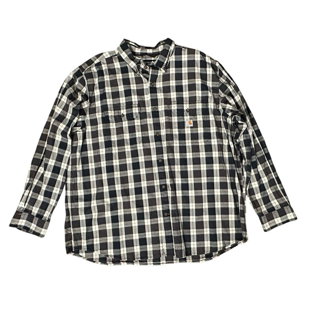 Carhartt Plaid Men's Rugged Outdoor Wear Long Sleeve Button Down Shirt -Lot Of 2 - Picture 14 of 16